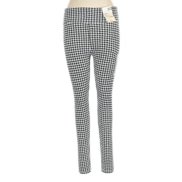 Girl's Large Pants Leggings SO Black & White Houndstooth NWT - Picture 1 of 3